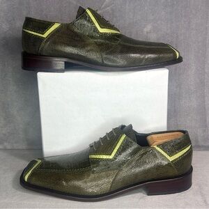 David Eden Genuine Ostrich Lizard Green Dress Shoes Mens 11 Exotic Leather